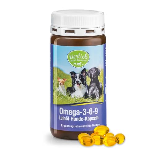 tierlieb Omega-3-6-9-Leinöl-Hunde-Kapseln | 500 mg Leinöl pro Kapsel | 180 Kapseln von Kräuterhaus Sanct Bernhard
