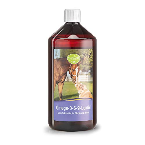 tierlieb Omega-3-6-9 Leinöl für Pferde & Hunde | Reich an ungesättigten essenziellen Fettsäuren | Mit natürlichem Vitamin E | 1 Liter von Kräuterhaus Sanct Bernhard