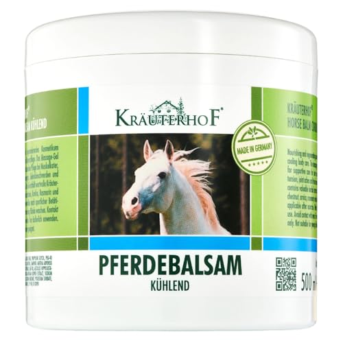 Kräuterhof® Pferdebalsam kühlend (500ml) – kühlendes Massagegel für müde Muskeln & Gelenke mit angenehm kühlender Wirkung, zur Pflege bei Muskelkater, Rückenverspannungen & Gelenkbeschwerden von Kräuterhof