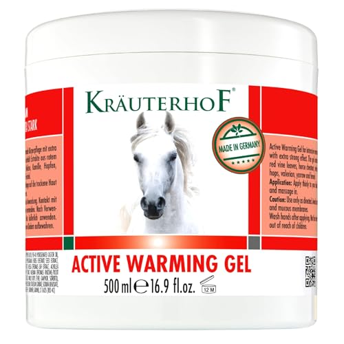 Kräuterhof Pferdebalsam Wärmend Extra Stark (500ml) – Durchblutungsfördernde Wärmesalbe, Massage-Gel mit Rosskastanie & Rotes Weinlaub, Lindert Gelenkschmerzen & Verspannungen von Kräuterhof