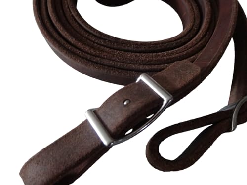 Krambambulishop.de Superweiche handgefertigte Lederzügel mit Wiegeschnalle Silberfarbig, Fettleder, Robust, in Verschiedenen Längen, Schwarz, Braun, Cognac, 12mm breit (Braun, 3m) von Krambambulishop.de