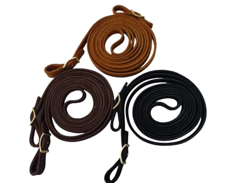 Krambambulishop.de Superweiche handgefertigte Lederzügel mit Wiegeschnalle Silberfarbig, Fettleder, Robust, in Verschiedenen Längen, Schwarz, Braun, Cognac, 12mm breit (Schwarz, 3m) von Krambambulishop.de