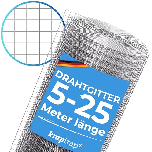 KrapTrap 10x10mm Masche I Volierendraht Drahtgitter Drahtzaun Käfigzaun Hasendraht (1m x 25m) von KrapTrap