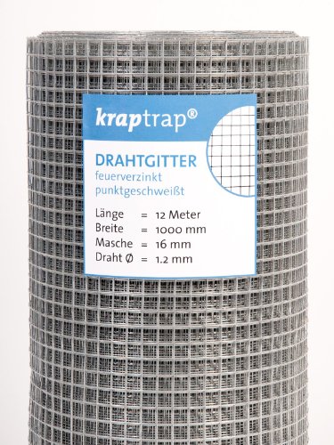 KrapTrap Volierendraht Drahtgitter I 16x16mm I 12 m x 1m I verzinkt I Hühnergitter I 1,2mm stark von KrapTrap