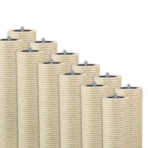 Kratzbaumland 9 cm Deluxe-Endstamm mit Stehbolzen und 8 mm Sisalseil Länge: 37 cm/Gewinde: 8 mm (M8) - Sisal Kratzbaum für große Katzen von Kratzbaumland