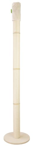 Kratzbaumland Woody-Deckenspanner Kratzbaum mit 12 cm Premium-Sisalstämme (230-240 cm)(Sisalfarbe Sandgrau)(Creme - Edelplüsch) von Kratzbaumland