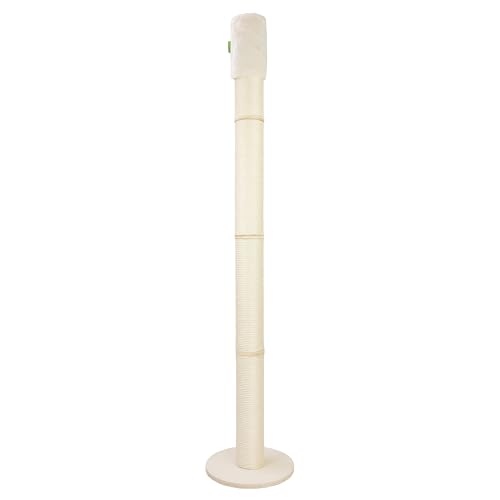 Kratzbaumland Woody-Deckenspanner Kratzbaum mit 15 cm Premium-Sisalstämme (260-270 cm)(Sisalfarbe Natur)(Creme - Edelplüsch) von Kratzbaumland