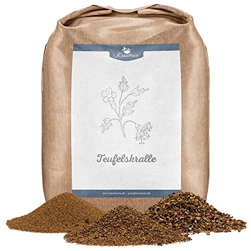 Krauterie Teufelskralle für Pferde - Artgerechtes Einzelfuttermittel, frei von Zusatzstoffen - Afrikanische Teufelskralle geschnitten, Feinschnitt und Pulver (500 g - Pulver) von Krauterie