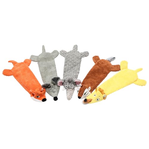 KrauzPet Hundespielzeug, quietschendes Plüsch, keine Füllung, knisterndes Hundespielzeug für kleine, mittelgroße und große Hunde, interaktives Kauspielzeug für Welpen, 5 Stück KrauzPet Hundespielzeug, quietschendes Plüsch, keine Füllung, knisterndes Hundespielzeug für kleine, mittelgroße und große Hunde, interaktives Kauspielzeug für Welpen, 5 Stück von KrauzPet