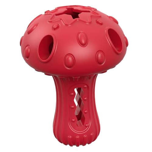 KrauzPet Kauspielzeug für Hunde, Leckerli-Dosier-Puzzle-Spielzeug zur geistigen Stimulierung, langlebiges Naturkautschukspielzeug für große mittelgroße Hunde (Rot, 1 Stück) von KrauzPet