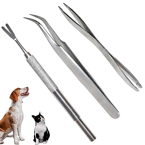 KreezyPets Zeckenentfernungswerkzeugset enthält eine Pinzette und einen Zeckenentferner, aus rostfreiem Stahl für Hunde, Katzen, Pferde und Menschen KreezyPets Zeckenentfernungswerkzeugset enthält eine Pinzette und einen Zeckenentferner, aus rostfreiem Stahl für Hunde, Katzen, Pferde und Menschen von KreezyPets