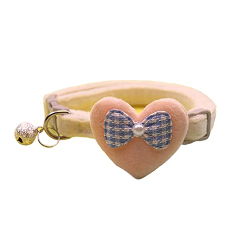 Kripyery Haustier-Halsband für Haustiere, Katzen, Hunde, Herz, Schleife, dekorativ, weich, Beige von Kripyery