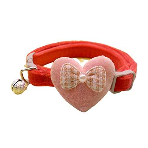 Kripyery Haustier-Halsband für Haustiere, Katzen, Hunde, Herz, Schleife, dekorativ, weich, Rot von Kripyery