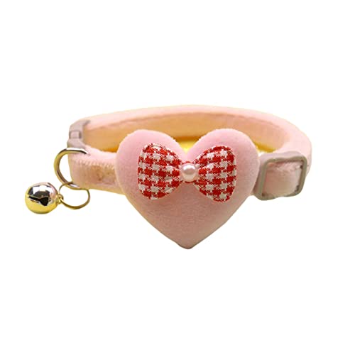 Kripyery Haustier-Halsband für Haustiere, Katzen, Hunde, Herz, Schleife, dekorativ, weiches Rosa Kripyery Haustier-Halsband für Haustiere, Katzen, Hunde, Herz, Schleife, dekorativ, weiches Rosa von Kripyery