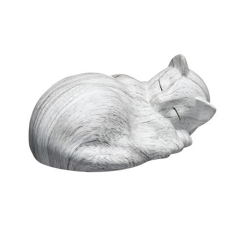 Kriss Art Haustierurnen, schlafende Katzenurne aus Kunstharz, Katzenurnen für Asche, Kleintierurne, kleine Haustierurnen (weiß) von Kriss Art