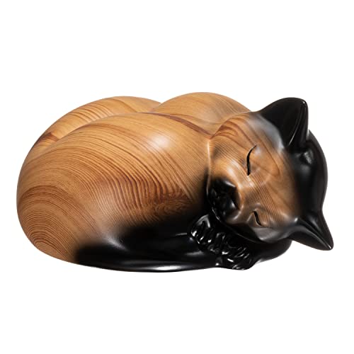 Kriss Art Haustierurnen, schlafende Katzenurne aus Kunstharz, Katzenurnen für Asche, Kleintierurne (cremefarben) von Kriss Art