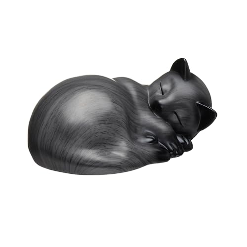 Kriss Art Haustierurnen, schlafende Katzenurne aus Kunstharz, Katzenurnen für Asche, kleine Tierurne, kleine Haustierurnen (grau) von Kriss Art