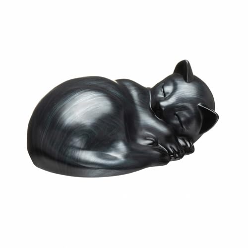 Kriss Art Haustierurnen, schlafende Katzenurne aus Kunstharz, Katzenurnen für Asche, kleine Tierurne, kleine Haustierurnen (schwarz) von Kriss Art