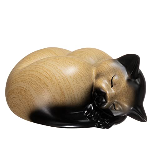 Kriss Art Kleintierurne – schlafende Katzen-Urne aus Kunstharz für Asche (Khaki) von Kriss Art