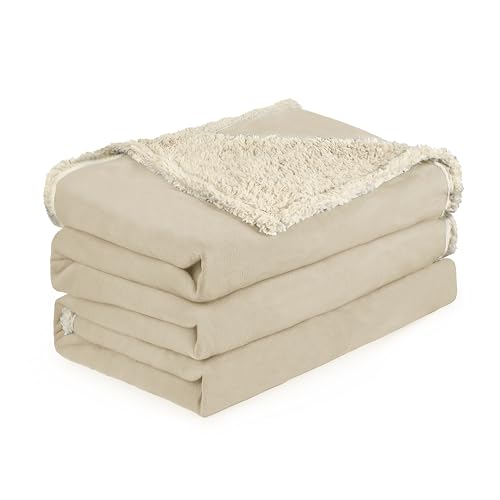 Kritter Planet wasserdichte Decke für Hunde, Pee Proof Sherpa Fleece Reversibel Abdeckung für Couch oder Bett, Flüssiger Beweis Möbelschutz für Mittlere und Große Tiere, 230 x 203 cm, Taupe/Taupe von Kritter Planet