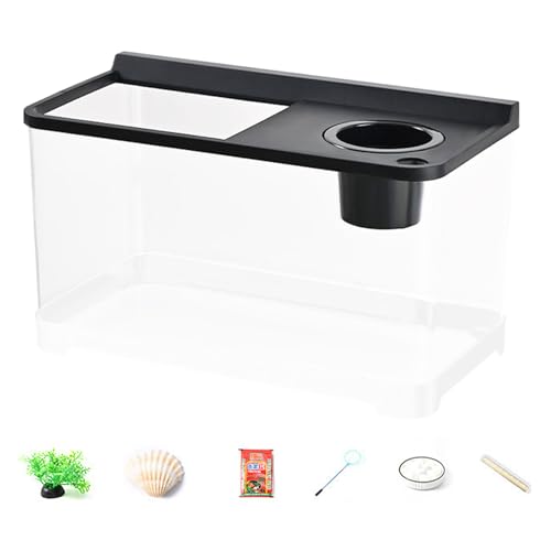Betta-Aquarium, 360° Hochtransparentes Dreifarbiges Lichtaquarium, Geeignet Für Wohnzimmer, Desktop-Goldfischbecken, Landschaftsaquarium von Krmoau