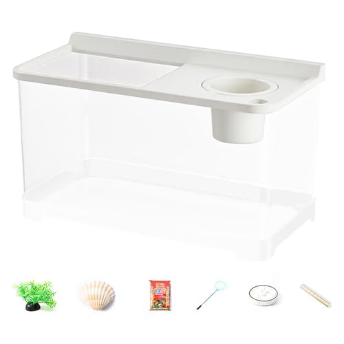 Betta-Aquarium, 360° Hochtransparentes Dreifarbiges Lichtaquarium, Geeignet Für Wohnzimmer, Desktop-Goldfischbecken, Landschaftsaquarium von Krmoau