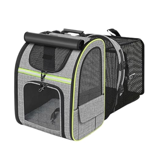 Krmoau Hundetrage Rucksack - Katzentasche Transportbox,Klappbare Atmungsaktive Erweiterbare Haustiertasche Für Wanderung Camping Reisen Auto von Krmoau