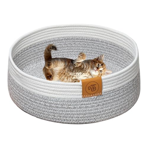 Krmoau Katzenkorbbett, Hundebettkorb - Baumwollseilnest für Haustier | Kratzbrettmatte für Katzen im Innenbereich, Baumwollseil-Haustiermattenkorb zum Schlafen Krmoau Katzenkorbbett, Hundebettkorb - Baumwollseilnest für Haustier | Kratzbrettmatte für Katzen im Innenbereich, Baumwollseil-Haustiermattenkorb zum Schlafen von Krmoau