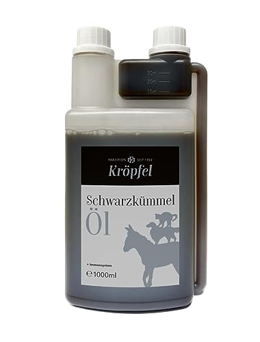 Kröpfel Schwarzkümmelöl Tiere 1000 ml - Schwarzkümmelöl Immunsystem Tiere - Black Cumin Oil pet - Schwarzkümmelöl für Hunde Pferde - Ergänzungsfuttermittel von Kröpfel