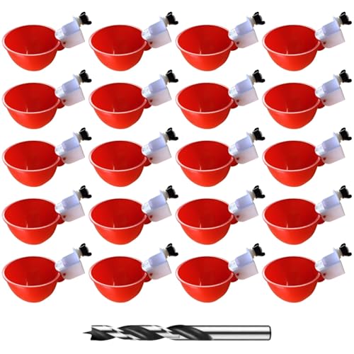 20 Stück Entenwasser Feeder Kit, Hühnerbecher Bewässerung, Trinkschale Geflügel mit automatischem Bohrer, rote große Tassen Bohrer und inklusive, für Hühner und Enten ideal 20 Stück Entenwasser Feeder Kit, Hühnerbecher Bewässerung, Trinkschale Geflügel mit automatischem Bohrer, rote große Tassen Bohrer und inklusive, für Hühner und Enten ideal von Kronabelle