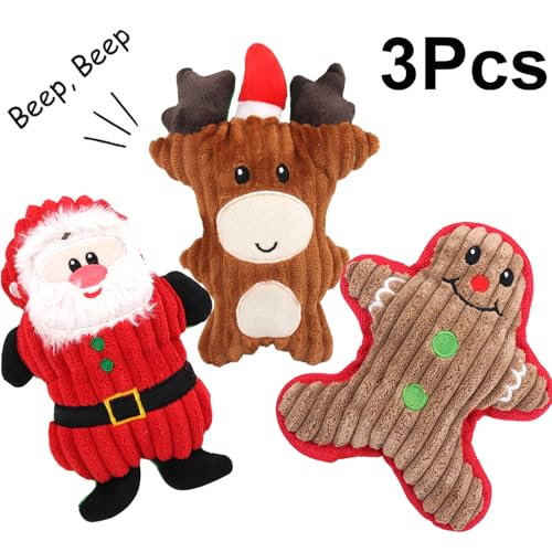 Kronabelle 3 Weihnachts-Plüschtiere, interaktives Quietschspielzeug für Welpen Kronabelle 3 Weihnachts-Plüschtiere, interaktives Quietschspielzeug für Welpen von Kronabelle