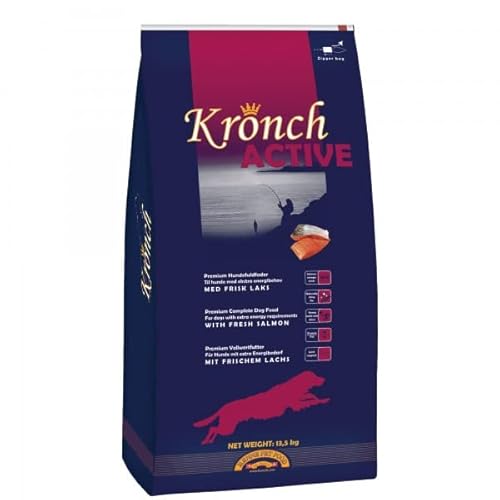 Kronch Active | 5 kg | Trockenfutter für Hunde mit höherem Energiebedarf | Mit frischem Lachs für aktive Leistungshunde | Reich an essentiellen Omega-3 und -6 Fettsäuren von Kronch