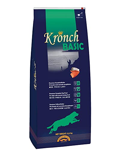 Kronch Basic | 5 kg | Trockenfutter für Hunde mit frischem Lachs | Reich an Omega-3 und -6 Fettsäuren | Für Hunde ab dem 6. Lebensmonat geeignet von Kronch