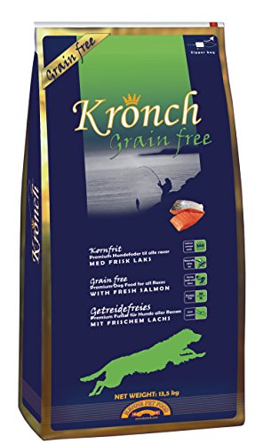 Kronch Grainfree | 5 kg | Trockenfutter für Hunde mit frischem Lachs | Für Getreide-Allergiker sehr gut geeignet | Zur Unterstützung des Stoffwechsels von Kronch