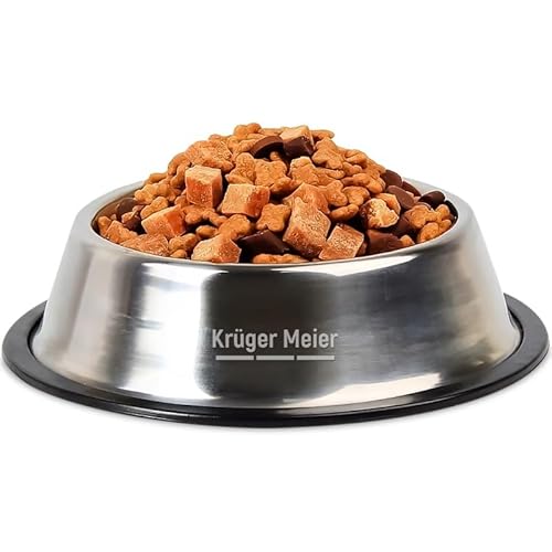 Kruger Meier Lumnora - Edelstahl-Hundenapf & Katzennapf, 250 ml / 18 cm, Rutschfester Gummiring, Spülmaschinenfest, Ideal für kleine Hunderassen von Krüger Meier
