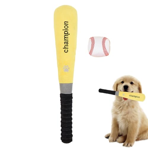 Krujecnt Baseballschläger-Hundekauspielzeug,Plüsch-Baseball-Hundespielzeug | Leckerli-Spielzeug für Hunde mit eingebautem Quietschgeräusch - Welpen-Beißspielzeug, Kauspielzeug für Welpen, zum Zahnen Krujecnt Baseballschläger-Hundekauspielzeug,Plüsch-Baseball-Hundespielzeug | Leckerli-Spielzeug für Hunde mit eingebautem Quietschgeräusch - Welpen-Beißspielzeug, Kauspielzeug für Welpen, zum Zahnen von Krujecnt