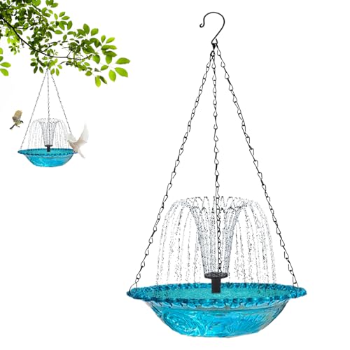 Krujecnt Vogeltränke für den Außenbereich – Solar-Trinkbrunnen, hängende Futterspender, Badedekoration für Kolibri, Garten, Außenbereich, Balkon, Wildtier-Anziehung von Krujecnt