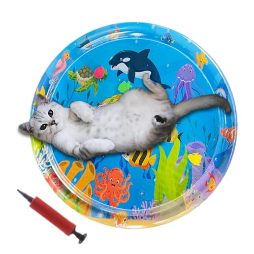 Krujecnt Wasserspielmatte für Katzen, Aktivitätsmatte für Katzenunterhaltung, sensorisches Wasserpad für Katzen, Haustierspiel, Wassersensor, Wasserpad für Katzenspiele Krujecnt Wasserspielmatte für Katzen, Aktivitätsmatte für Katzenunterhaltung, sensorisches Wasserpad für Katzen, Haustierspiel, Wassersensor, Wasserpad für Katzenspiele von Krujecnt