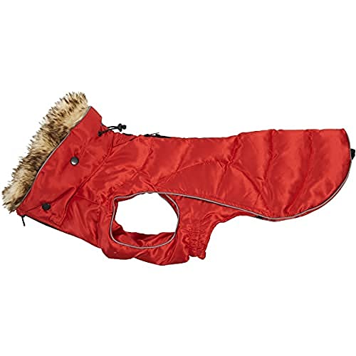 Kruuse Hundejacke/Buster/Winterjacke, Signalrot, Medium, XX-Small, Wasser- und Windabweisend, Reflektierend, Faux Fur, Einfarbig, Rollkragen, Outdoor, Winter von Kruuse