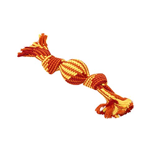 Kruuse Buster Hundespielzeug Seil mit Quietschelement, 16"/Large, Große mit Kugel, Orange von Kruuse