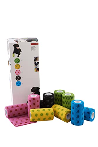 Kruuse Fun-Flex Haustierverband (selbsthaftender Verband für Tiere, elastische Binde, atmungsaktives Verbandsmaterial, hohe Festigkeit und Elastizität, Inhalt: 10 Stück), 10 cm x 4,5 m von Kruuse