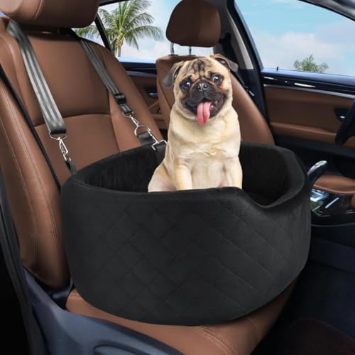 Hundeautositz für kleine/mittelgroße Hunde, abnehmbarer, waschbarer Hundeerhöhungssitz unter 15,9 kg, Haustierautositz, Reisebett mit Aufbewahrungstaschen und Sicherheitsgurt von Ksaipx