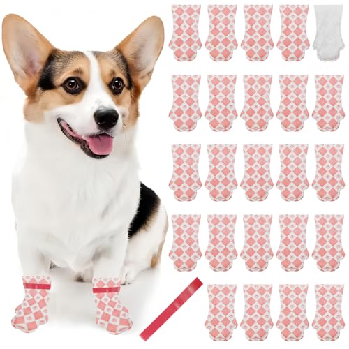 Einweg-Hundeschuhe für Hunde und Katzen, wasserdicht und atmungsaktiv, mit verstellbarem Klettverschluss, Pfotenschutzsocken, Haustierschuhe für kleine, mittelgroße Hunde, Pfotenabdeckungen gegen von Ksheria