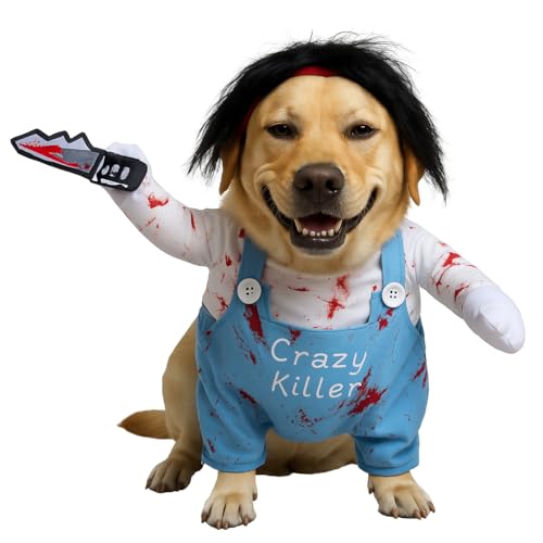 Ksheria Chucky-Kostüm für Haustiere, Halloween-Hundekleidung und Katzen-Cosplay-Party, lustiges Kostüm für kleine bis große Hunde (Größe S) von Ksheria