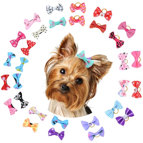 Ksheria Hunde-Haarspangen, kleine Haarschleifen mit Gummibändern, elastisch, Fellpflege, niedliche Welpenhaarspangen, gemischter Stil, Blumenschleife, Haustierzubehör mit Krokodilklemmen für Yorkie Ksheria Hunde-Haarspangen, kleine Haarschleifen mit Gummibändern, elastisch, Fellpflege, niedliche Welpenhaarspangen, gemischter Stil, Blumenschleife, Haustierzubehör mit Krokodilklemmen für Yorkie von Ksheria