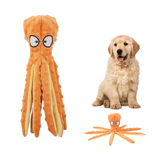 Ksheria Whiskerspot Oktopus-Hundespielzeug, umweltfreundlich, Oktopus-Plüsch, keine Füllung, großes Plüschspielzeug für Hunde, langlebig und lustig (Orange) von Ksheria