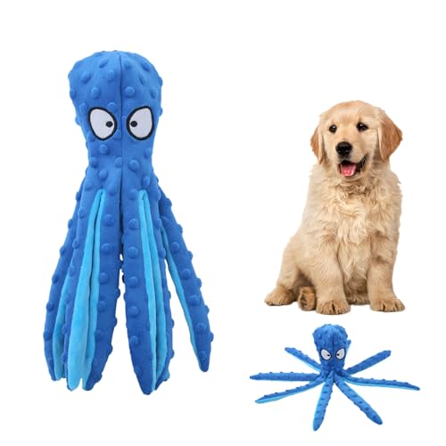 Ksheria Whiskerspot Oktopus-Hundespielzeug, umweltfreundlich, Oktopus-Plüsch, keine Füllung, großes Plüschspielzeug für Hunde, langlebig und lustig (blau) von Ksheria