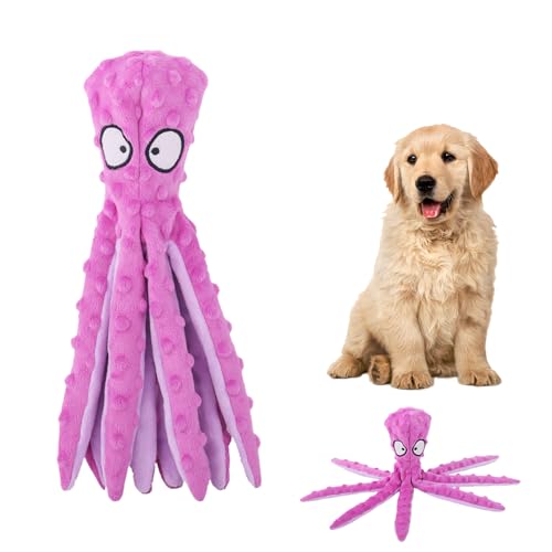 Ksheria Whiskerspot Oktopus-Hundespielzeug, umweltfreundlich, Oktopus-Plüsch, keine Füllung, großes Plüschspielzeug für Hunde, langlebig und lustig (lila) von Ksheria