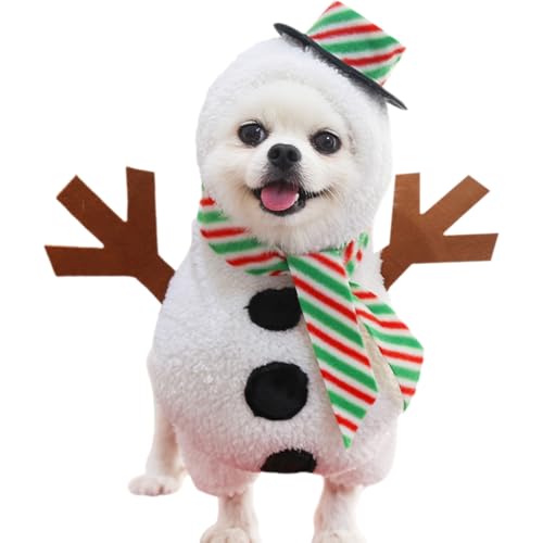 Schneemann-Kostüm mit Kopfbedeckung, Hundekleidung, lustige Hunde- und Katzen-Haustierkleidung, Weihnachtskostüme für Katzen und kleine Hunde, Größe M von Ksheria