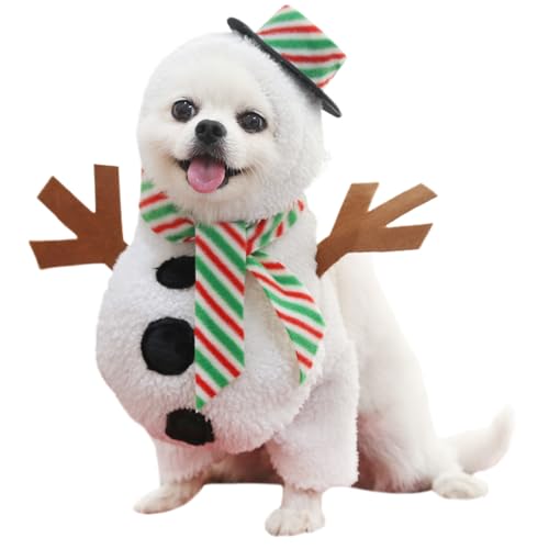 Schneemann-Kostüm mit Kopfbedeckung, Hundekleidung, lustige Hunde- und Katzen-Haustierkleidung, Weihnachtskostüme für Katzen und kleine Hunde (Größe S) von Ksheria
